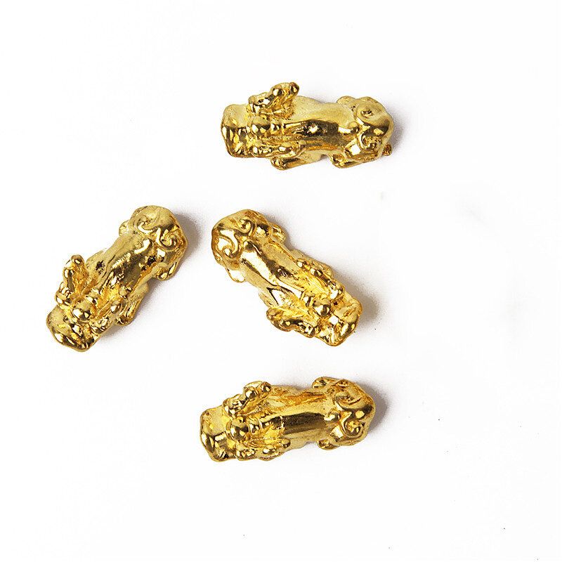 4Pcs Gold Pixiu Beads for DIY Jewelry Making Fashion Chinese Lucky Wealth Feng shui Bracelet