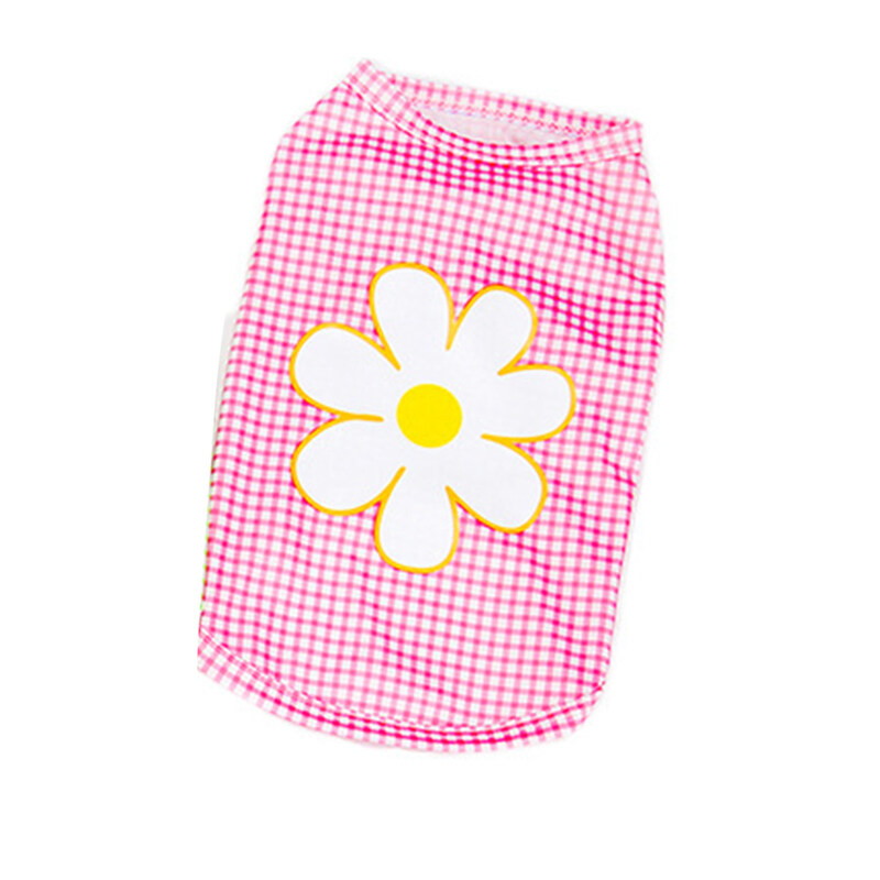 Áo Cho Thú Cưng Áo Cánh Cổ Tròn Polyester Thân Thiện Với Da In Hoa Cúc Kẻ Ca Rô, Áo Phông Dự Tiệc