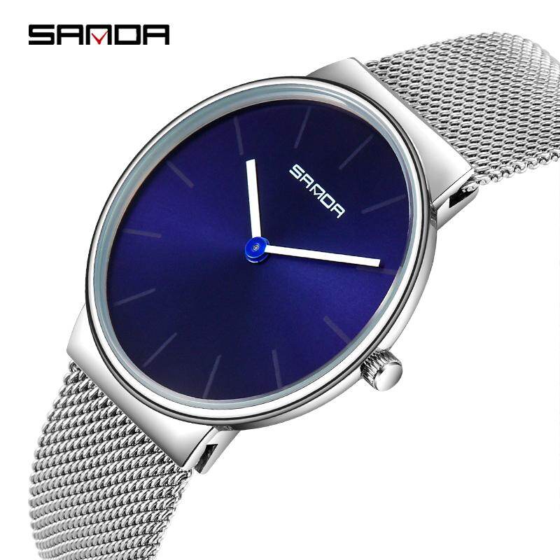 SANDA Original Men Watch Men's Fashion Stainless Steel Men's Luxury Fashion Casual Waterproof Quartz Business Watch Mesh Belt Slim Men's Watch