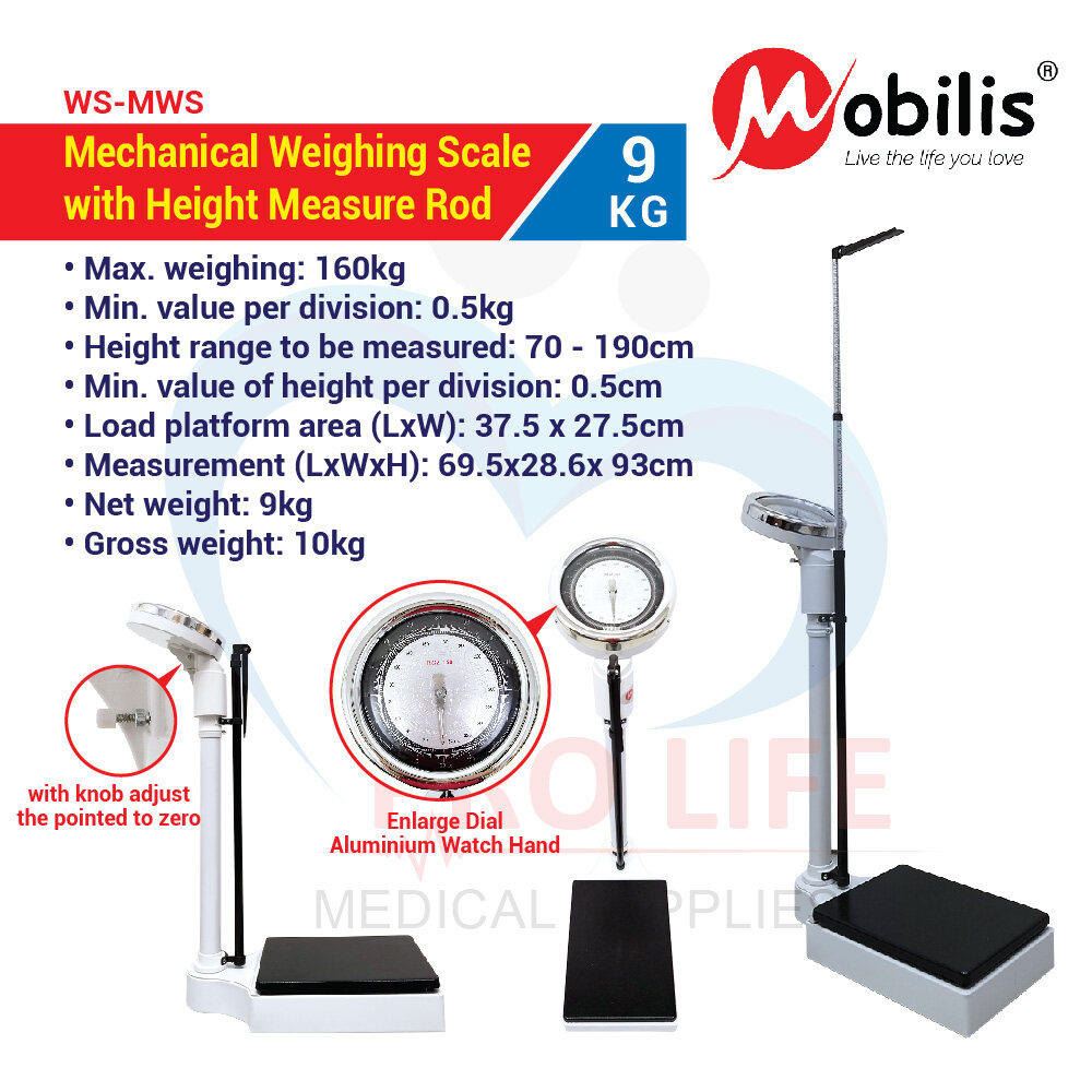 Mobilis Mechanical Weighing Scale with Height Measure Rod(WS-MWS) | Lazada