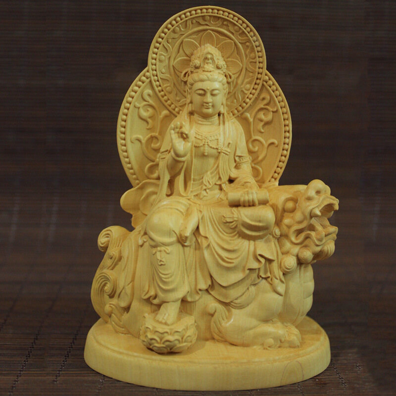 Solid wood carving craftsmanship Buddhist supplies Guanyin Ksitigarbha ...