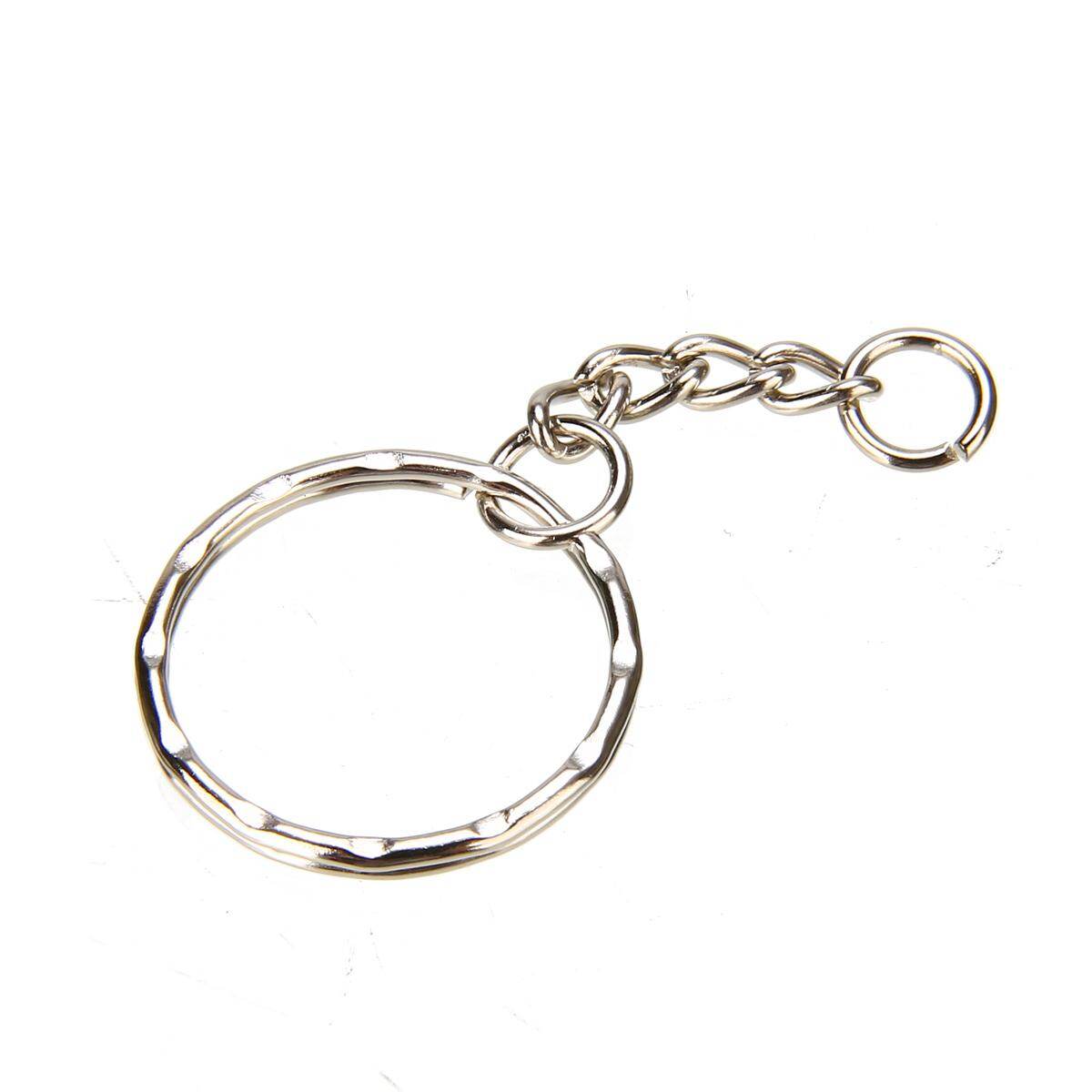 BOKALI New 50Pcs Split Ring Keychain Key Fob Connector 4 Link Chain Key-ring Silver