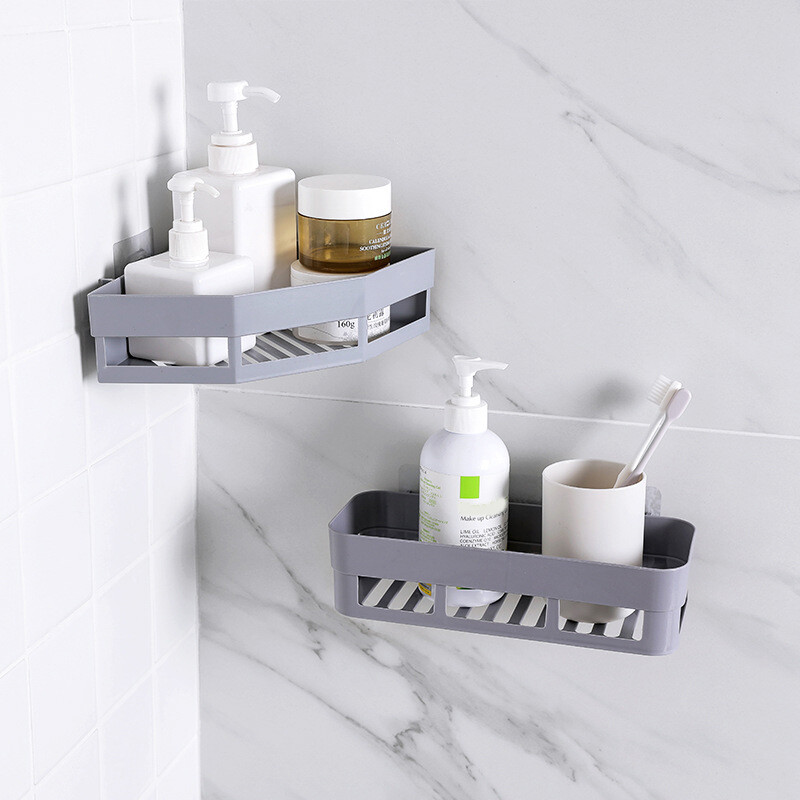 Bathroom Wall Triangular Shower Shelf Punch-free Bathroom Corner Bath Rack Multifunctional Kitchen Storage Holder Organizer