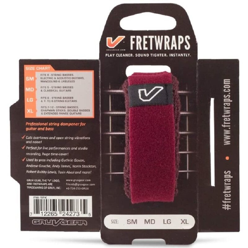 Gruv Gear FretWraps HD Wine String Muters Single Pack - Small Burgundy (FW-1PK-BGY-SM / FW 1PK BGY SM) Malaysia