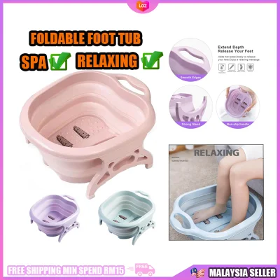 【FOLDABLE】Foot Bath SPA Feet Wash Soak 4 Roller Massage Bucket Hot Water Tungku Kaki Healthy Care Relaxing Leg Detox 泡腳桶