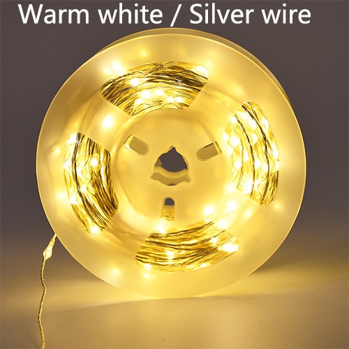 30m 50m 100m led string fairy lights copper silver green wire street garland light winter for christmas tree star new year 2023