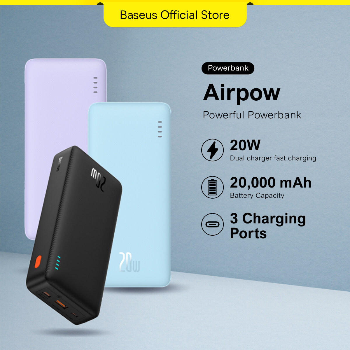 Pin Sạc Dự Phòng Baseus Airpow 10000mAh 20W 20000mAhSạc Nhanh cho Điện Thoại Nguồn Năng Lượng Bên Ngoài