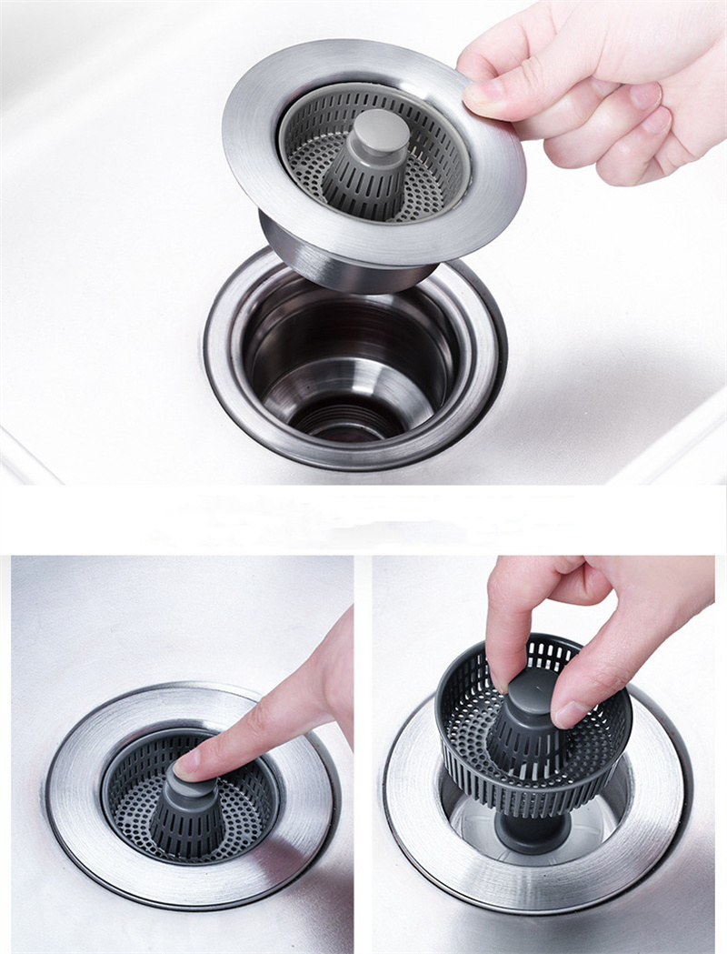 SXH Stainless Steel Kitchen Sink Bouncing Core Sink Sink Dishwasher Filter Screen Basket Vegetable Basin Water Blocking Cover Water Leakage Plug