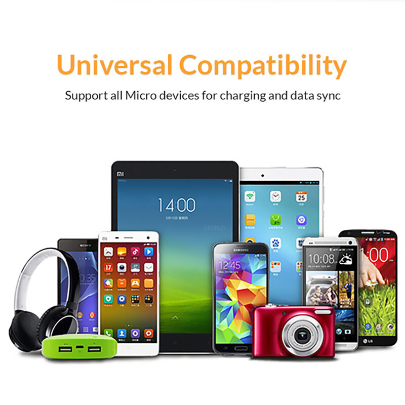 VAORLO 3A USB Micro Charging Cable Flash Charge Data Cable Fast Charging For Android Devices Huawei Xiaomi Oppo Vivo Charger Cable