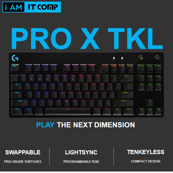 Logitech G Pro X Mechanical Gaming Keyboard with GX Blue Clicky Switch