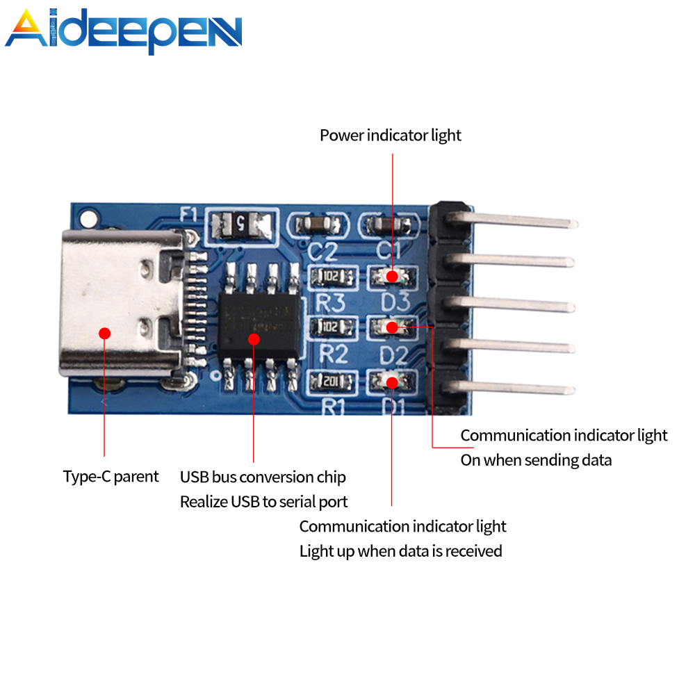 Aideepen USB to Serial USB to TTL CH340 Module with STC Microcontroller Download Adapter