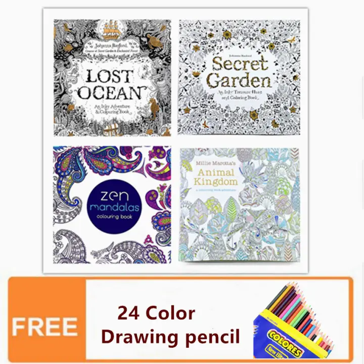 Download 4 Pcs 24 Pages Secret Garden Lost Ocean English Edition Coloring Book For Children Adult Relieve Stress Kill Time Painting Drawing Book Lazada Singapore