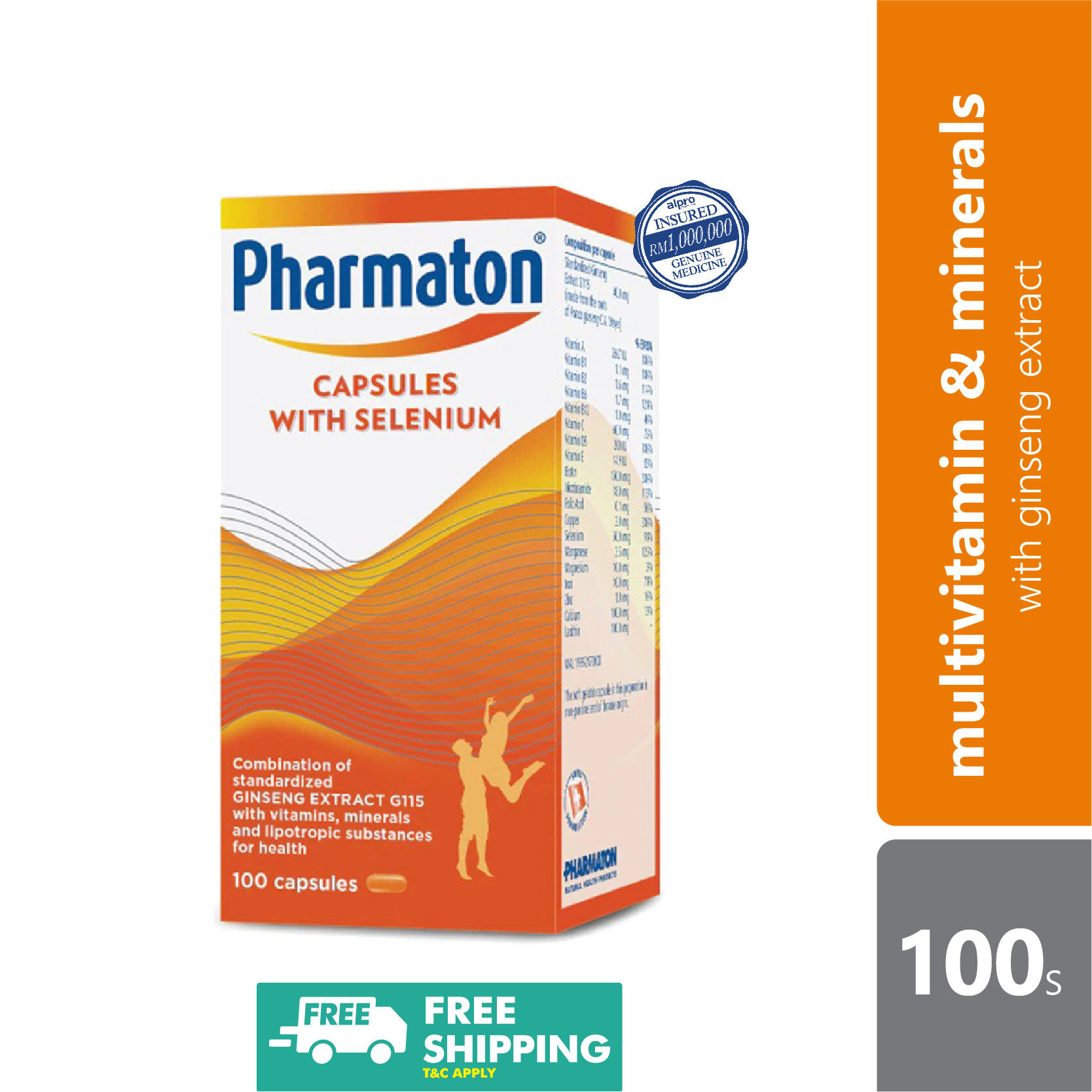 Pharmaton Multivitamins and Minerals Capsules with Selenium 100s with
