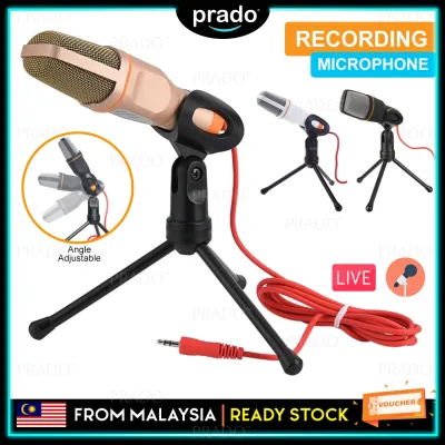PRADO Malaysia LIVE Professional Condenser Sound Podcast Studio Recording Microphone Mic Karaoke with Tripod Stand for PC Laptop Computer Apple Mac Skype