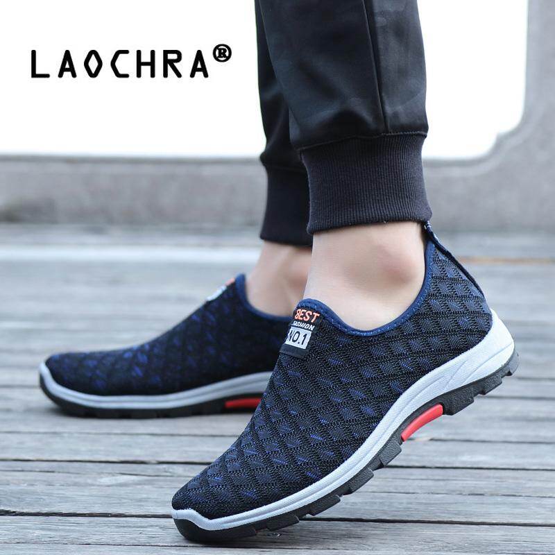 LAOCHRA Sneakers Men Mesh Sport Shoes For Men Big Size 38-45 Slip On Loafers Breathable Light Soft Sport Walking Shoes