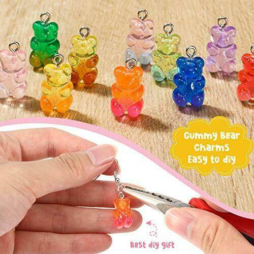 50PCS Candy Bear Cute Resin DIY Charms Pendant Finding Earring Keychain Necklace