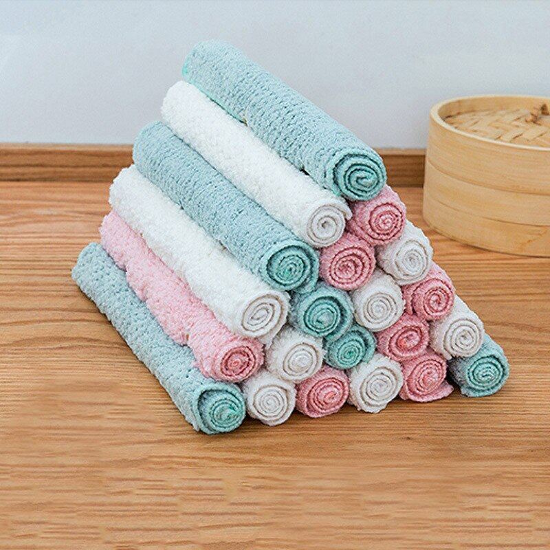 Household Velvet Kitchen Towel Soft Absorbent Cleaning Cloth Rag For Kitchen Bathroom Microfiber Dishcloths Cleaning Tools