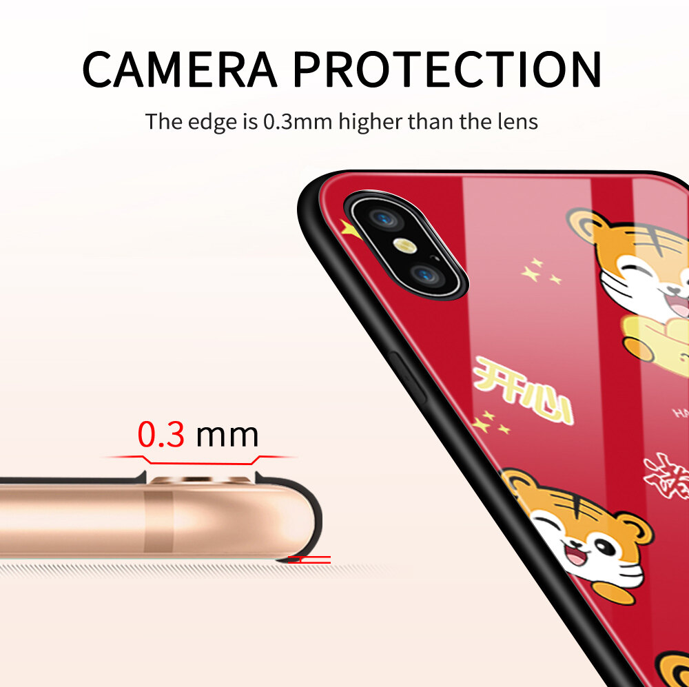 Jinsouwe Ốp Lưng Điện Thoại Cho Tecno Spark 6 / Tecno Spark 6 Air / Tecno Spark S6 Go Ốp Lưng Hoạt Hình Lễ Hội Xuân Năm Mới Cho Nam Nữ Ốp Lưng Chống Sốc Ốp Lưng Kính Cường Lực