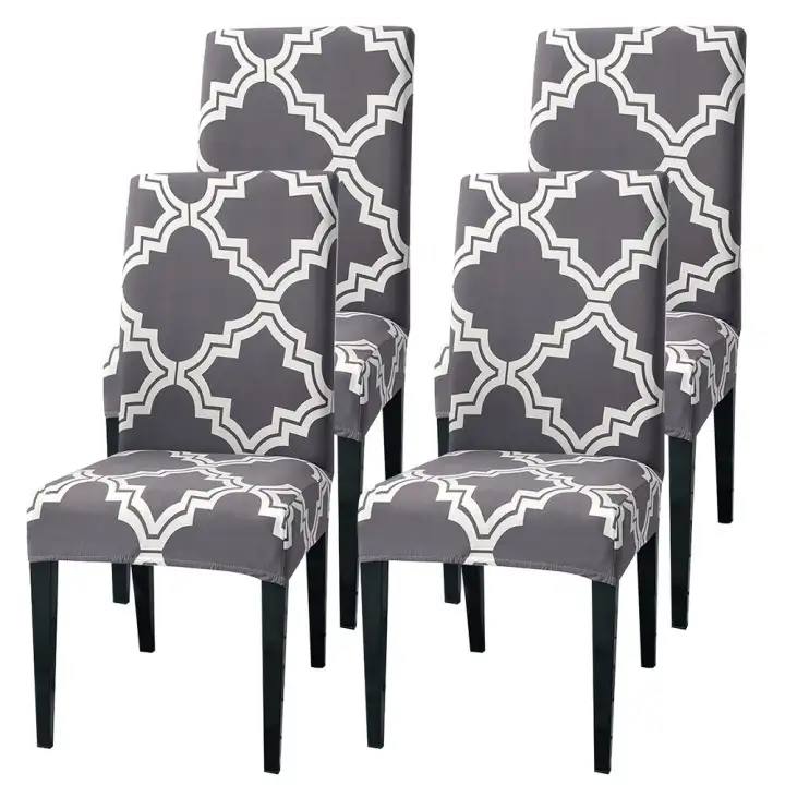 4pcs Set Flower Printing Retro Dining Room Chair Covers Elastic