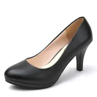 Women Business Comfortable Dress Shoes Lady Black High Heel Work