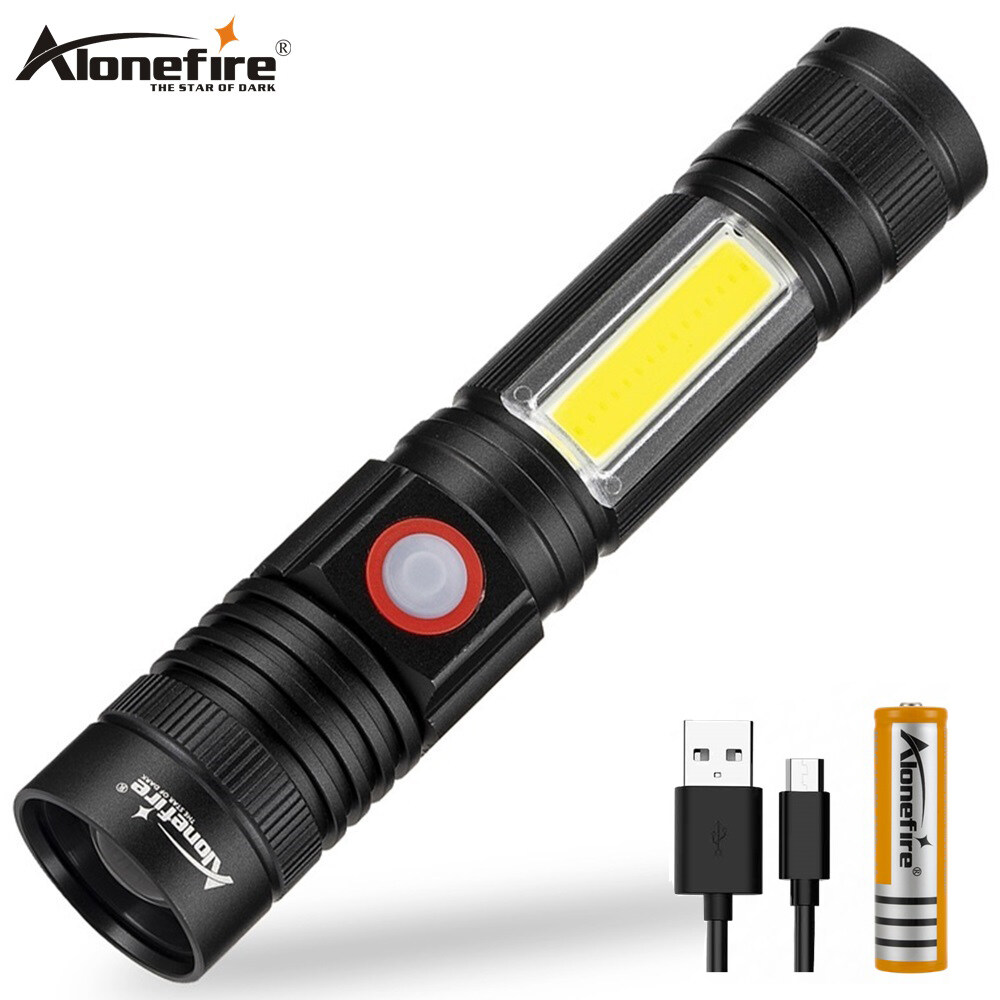 AloneFire X580 COB XML-T6 Đèn Pin LED Đèn Pin Có Thể Thu Phóng 18650 Đèn