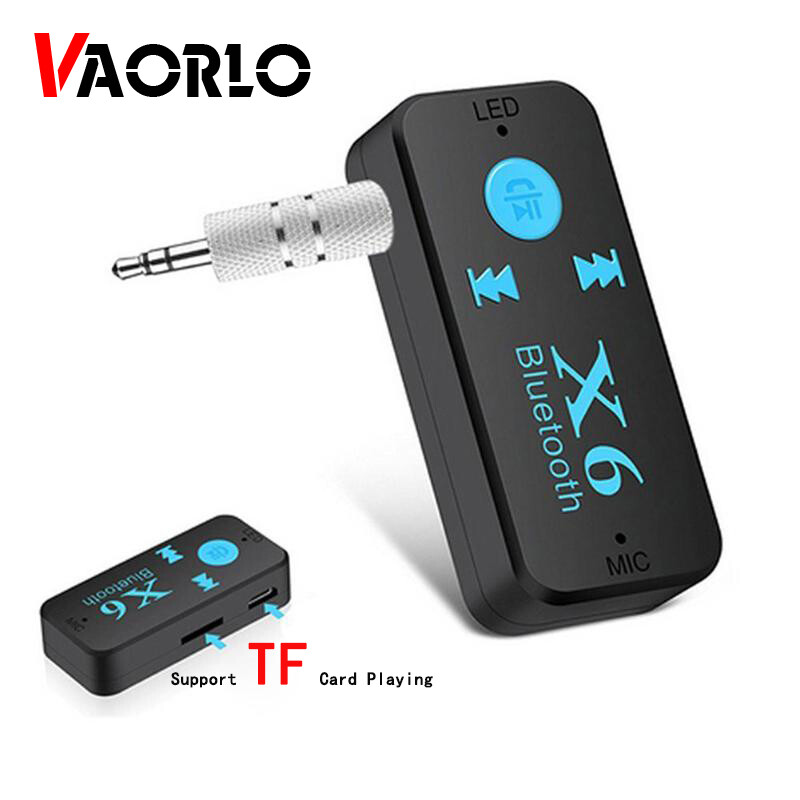VAORLO X6 5.0 Bluetooth Receiver AUX 3.5MM Car Kit Dongle Stereo Audio With Mic Handfree Wireless Adapter Support TF Card Play