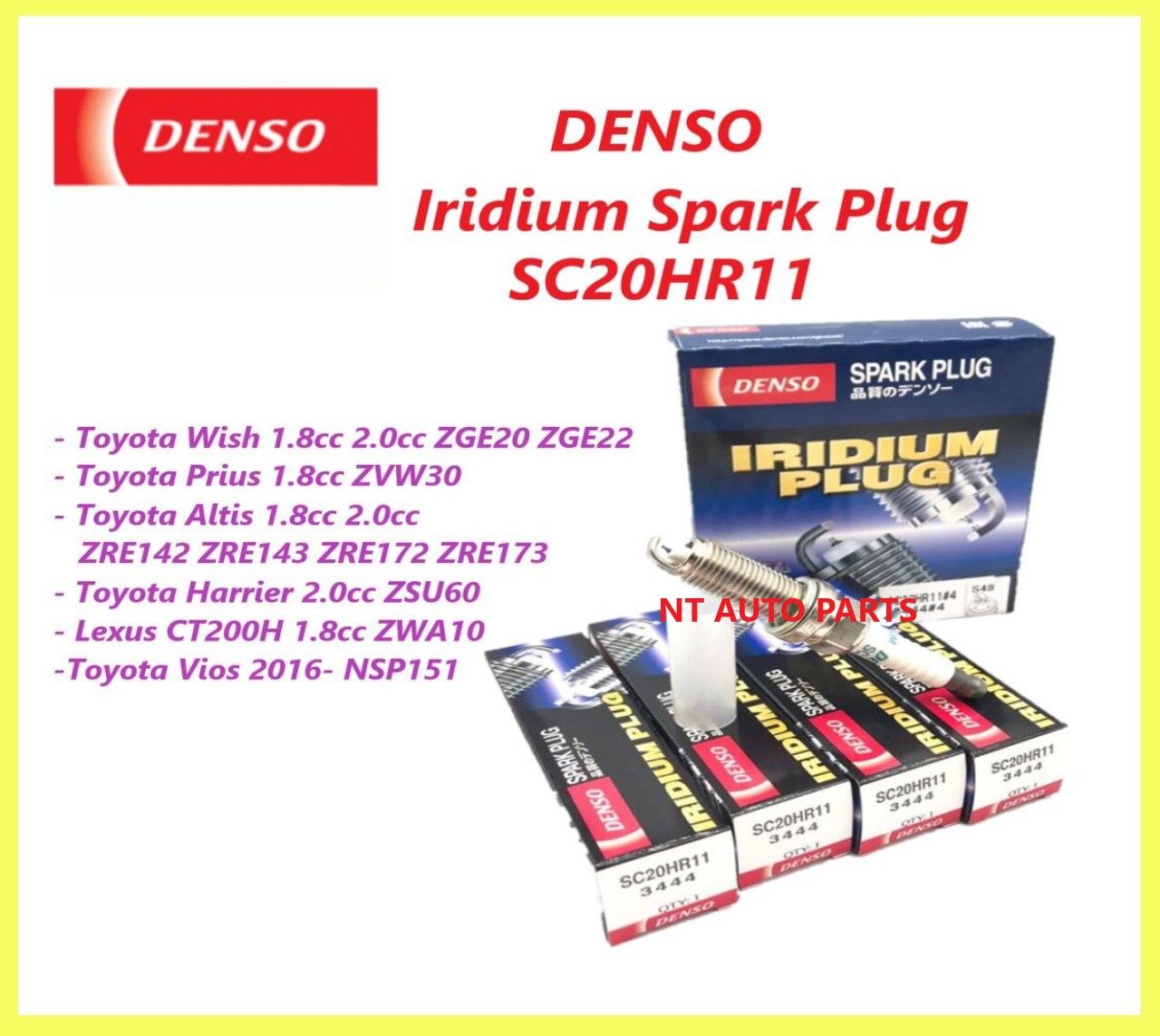 DENSO Iridium Spark Plug SC20HR11Toyota Altis/Wish/Prius/Harrier/Vios