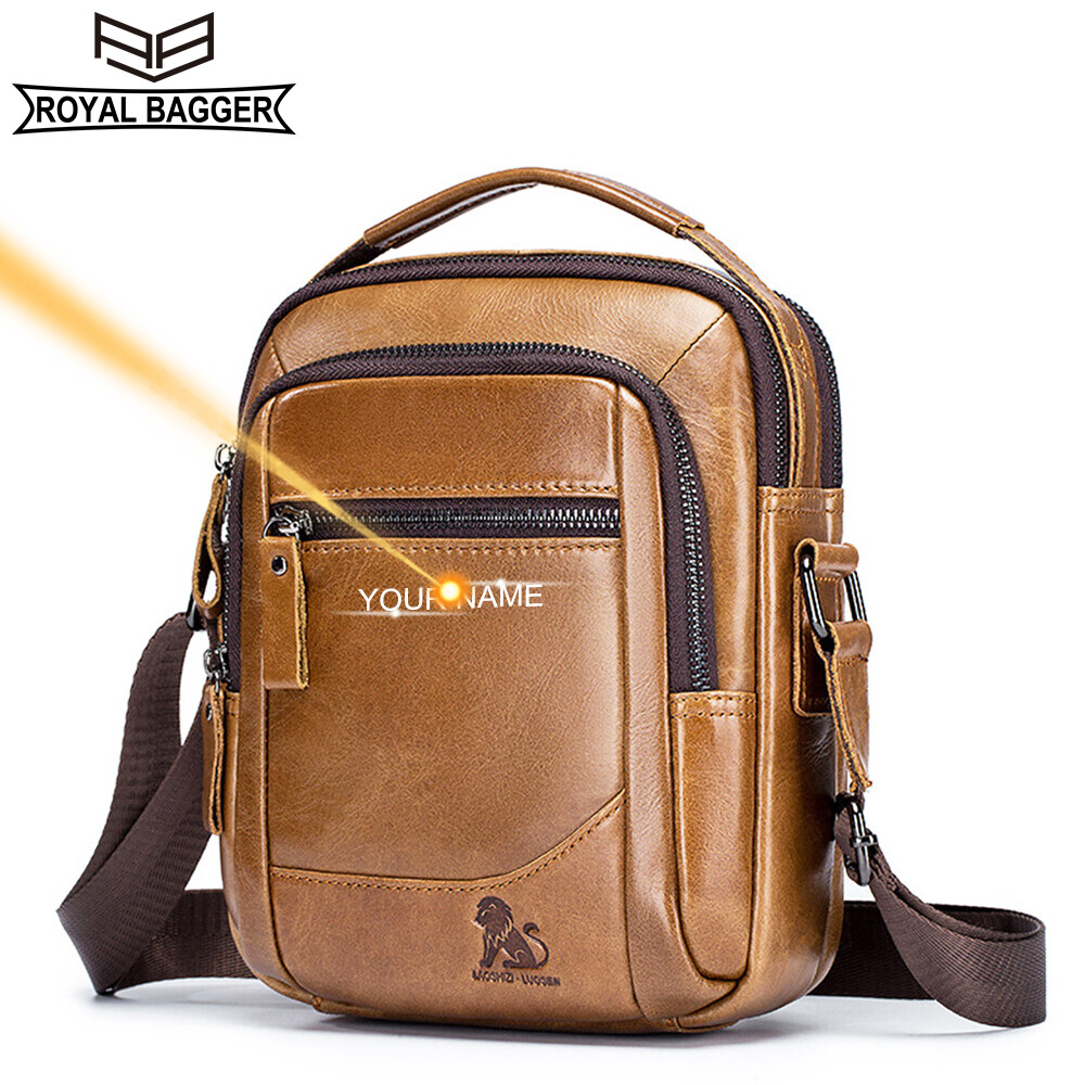 Royal Bagger Crossbody Bags For Men Genuine Cow Leather New Fashion Sling Bag Cool Business Casual Shoulder Sling Bag