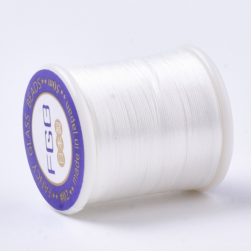 1 Roll Nylon Beading Threads for Seed Beads White 0.1mm about 54.68 yards(50m)/roll
