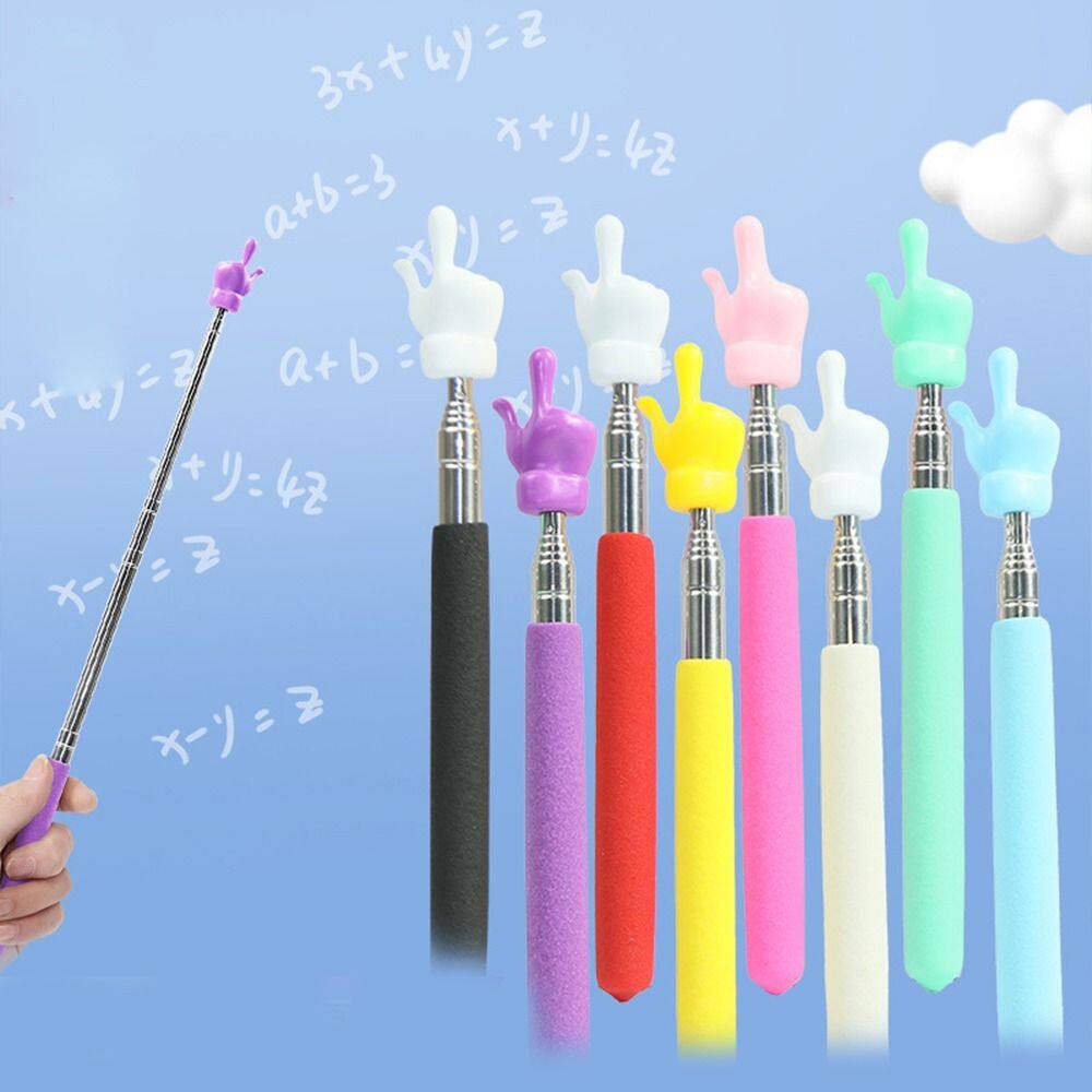 BASO4 8 Color Retractable Teaching Aids Teacher Supplies School Reading Sticks Class Pointer Stick White Board Finger Reading Guide Teaching Stick Preschool Teaching Tools Teacher's Special Pointer