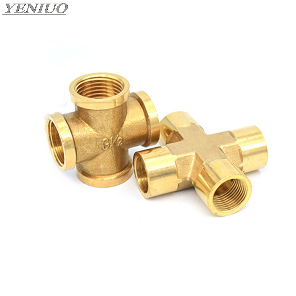 Brass Pipe Fitting 4 Way Connector Cross 1/4 quot; 3/8 quot; 1/2 quot; male Thread Copper Barbed Coupler Adapter Coupling