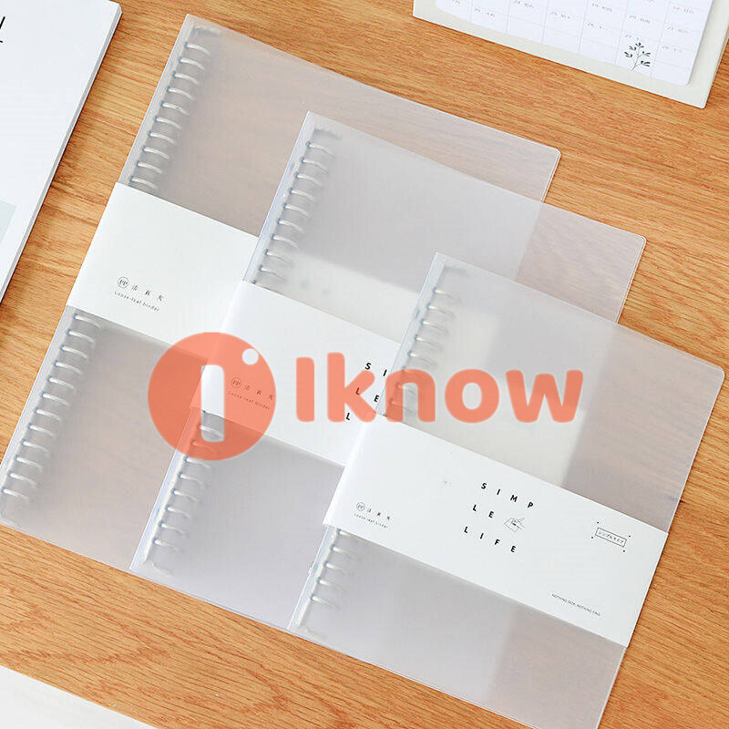Túi Đựng Tài Liệu Mờ Chống Nước Khổ A5 A4 B5 Túi Lá Rời Bằng Nhựa Bìa Sổ Tay Có Vòng PVC Trong Suốt