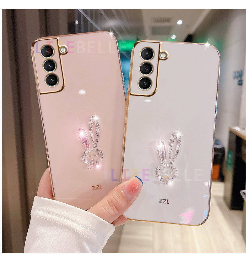 LIFEBELLE Ốp Lưng Cho Samsung Galaxy S23 S23 Ultra S22 S21 FE S20 S10 S9 + S8, Ốp Lưng Sang Trọng Đính Đá Dễ Thương 3D Cô Nàng Thỏ Mạ Mềm Vỏ Điện Thoại Silicone Chống Sốc Vỏ Lưng Bảo Vệ