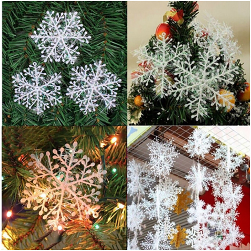 30Pcs 6cm 8.5cm 11cm 15cm 18cm Christmas White Snowflakes Xmas Tree Decorations Ornaments