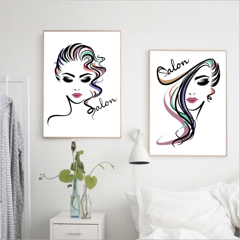 Beauty Salon Posters And Prints Wall Art Canvas Painting Pretty Girl Wall  Pictures Hair, lips, eyelashes Salon Art Decoration | Lazada PH
