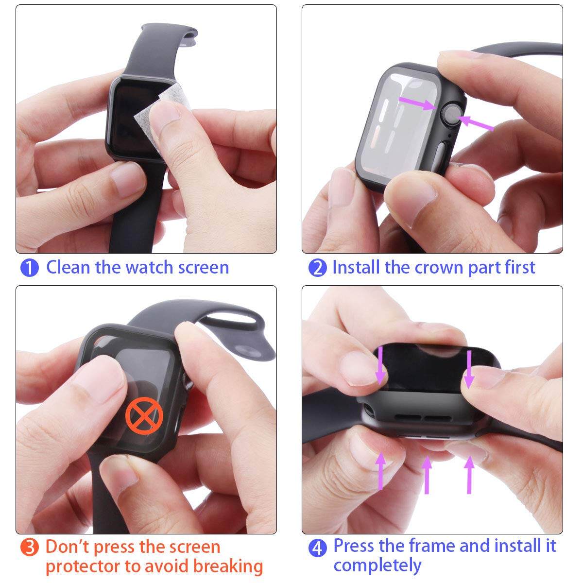 Ultra Thin Hard PC Case Tempered Glass Screen Protector Protective Cover Suitable For Apple Watch Series 9 8 7 6 SE 1 2 3 4 5 38mm 40mm 42mm 44mm 41mm 45mm Smartwatch Case Cover