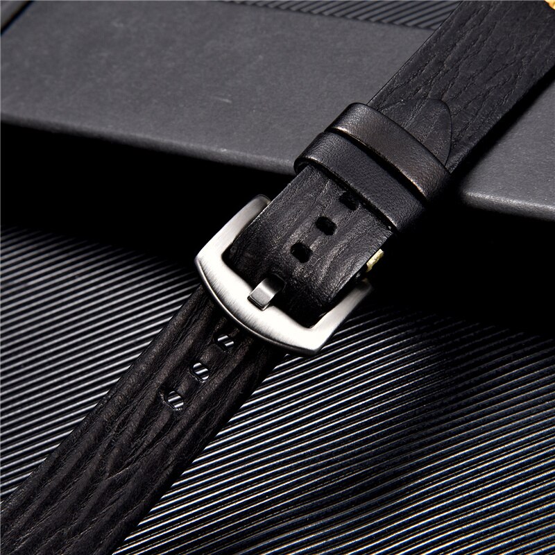 }“{： Vegetable Tanned Leather Strap With Solid Button Retro Watchbands 18Mm 20Mm 22Mm 24Mm Watches Accessories Replace Watch Straps