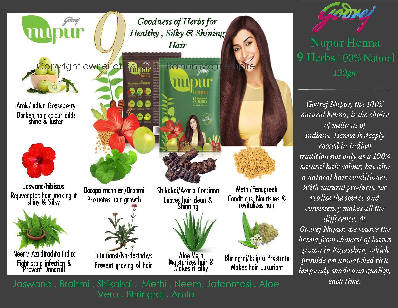 Godrej Nupur Henna 9 Herbs 100% Natural 120gm | Lazada