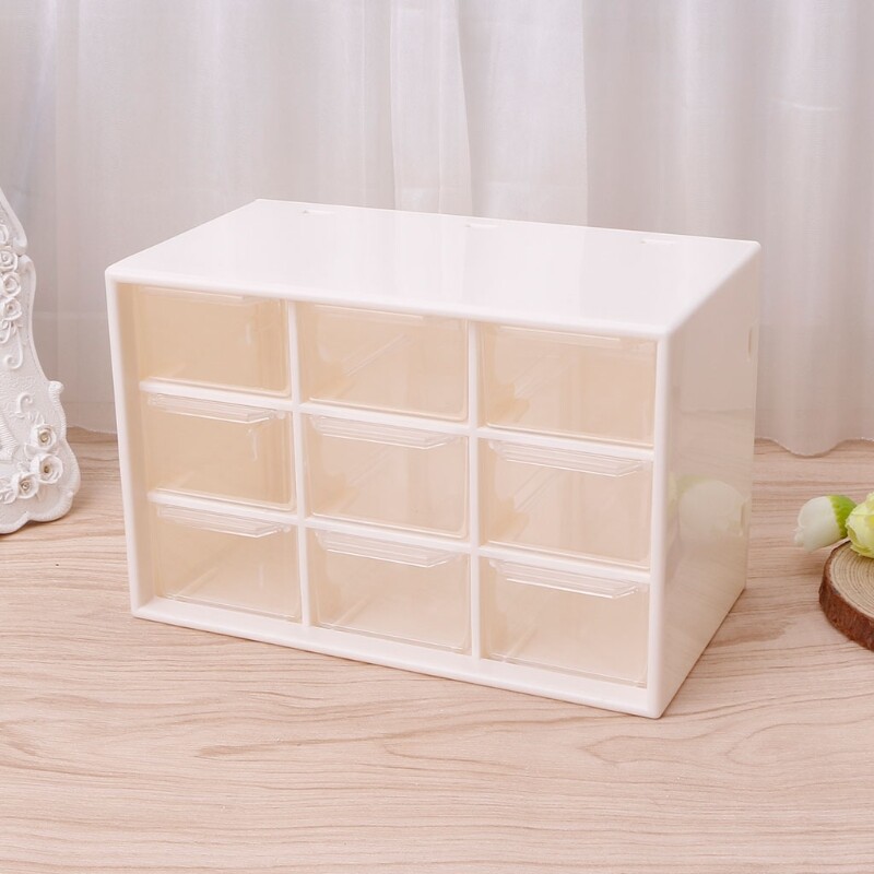 Tủ Đựng Đồ Bằng Nhựa 9 Ngăn Kéo Hộp Đựng Đồ Trang Điểm Để Bàn, Đồ Trang Sức Tổ Chức