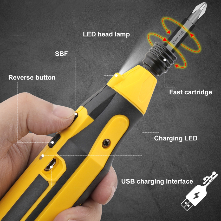 Tuốc Nơ Vít Điện 3.6V Dụng Cụ Điện Cầm Tay Sạc USB Máy Khoan Không Dây Không Dây Có Thể Sạc Lại Cái Khoan Tay