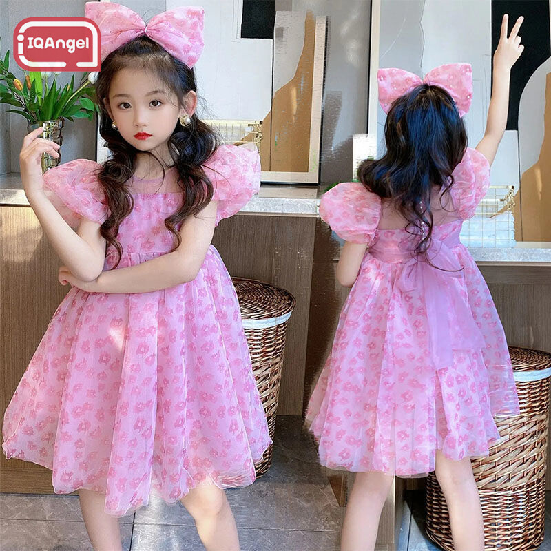 TOP★IQANGEL đầm công chúa cho bé gái Đầm Công Chúa Cô Gái Khí Chất Đầm Công Chúa Phiên Bản Hàn Quốc Của Mạng Đỏ Siêu Cổ Tích Váy Nơ Mùa Hè Hợp Thời Trang Mới Em Bé Lớn Sarong Tideváy bé gái đầm cho bé gái 924