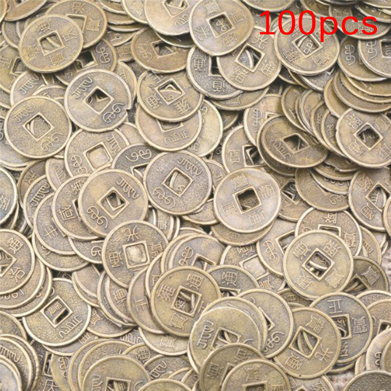 100 Pcs Mini 10 Mm Feng Shui Lucky Coins Zinc Alloy Chinese Qing Dynasty