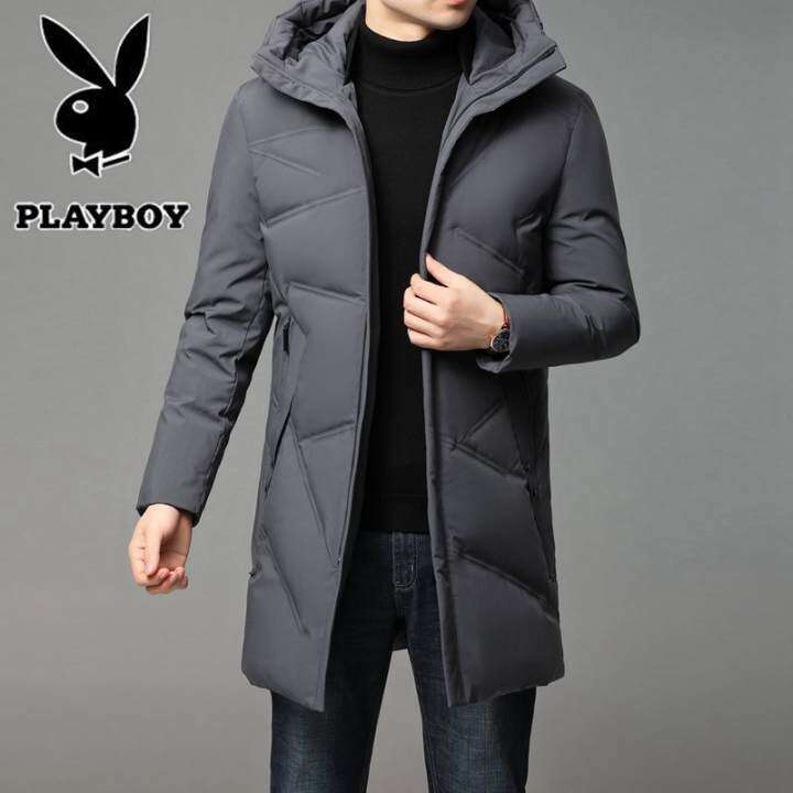 mid length down coat with hood