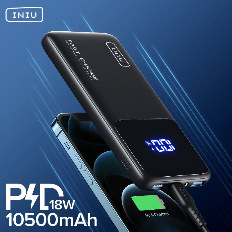 PD 18W Power Bank 10500mAh LED USB Type C Fast Charging Portable