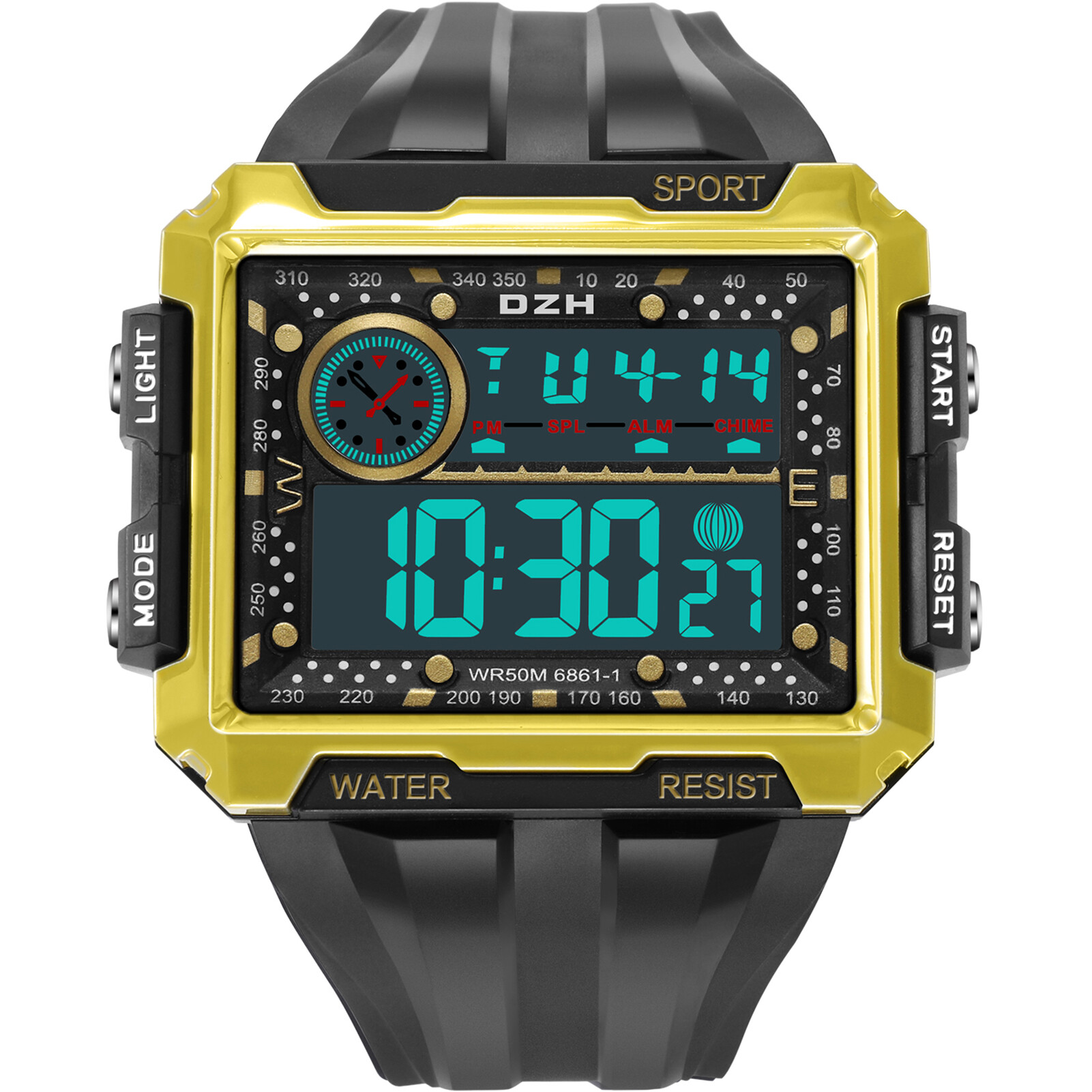WOCO MALL Sports Watch Large Dial 12/24 Hours Switch WR50M Waterproof Men Sports Digital Wristwatch for Outdoor