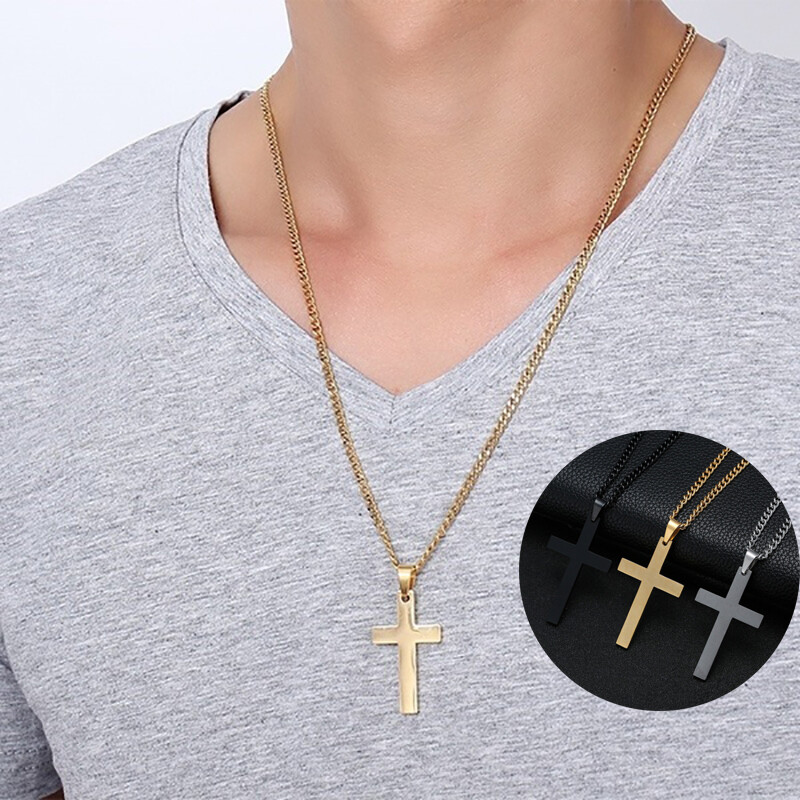 2/3pcs Cross Necklaces Pendants For Men Women Stainless Steel Pendant Necklaces