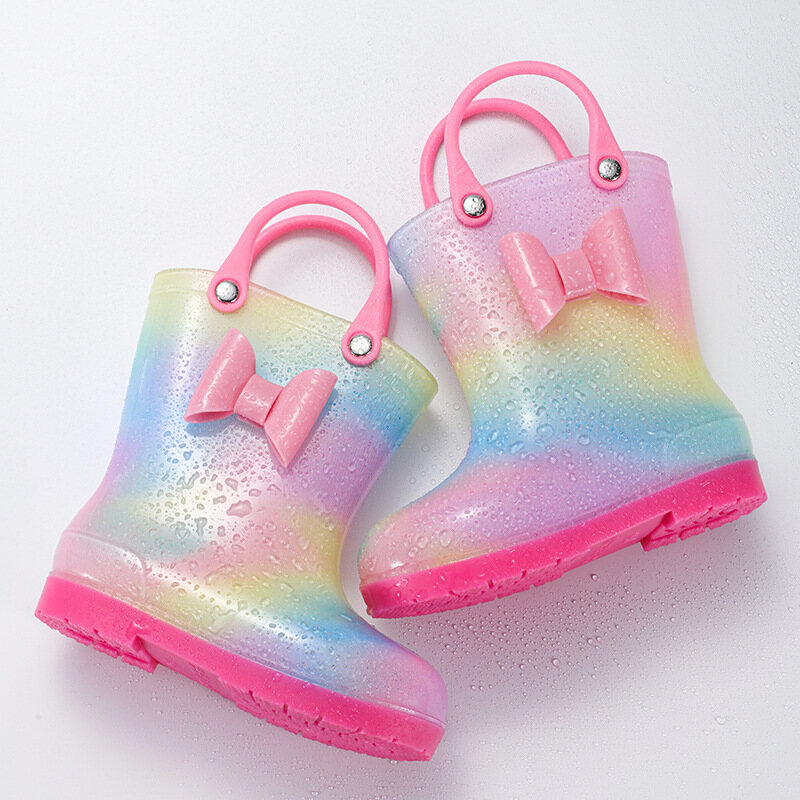 kids rain boots, bow decorated rain boots, cute rain boots