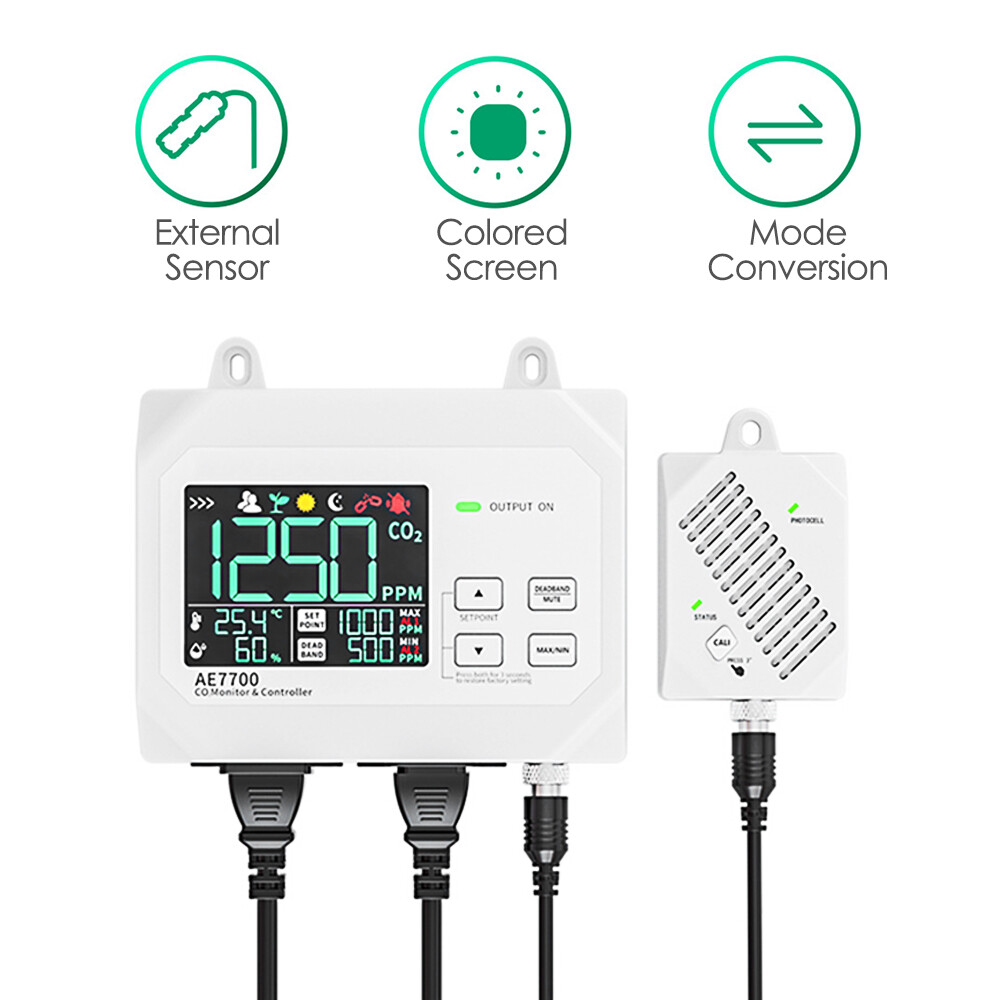 KKmoon CO2 Monitor & Controller CO2 Concentration Tester Controller 0~9999ppm Measuring Range with Human & Plant Mode High Sensitive Wall-mounted Carbon Dioxide Air Quality Monitor Detection Controller Relay for Cultivation Breeding Greenhouse