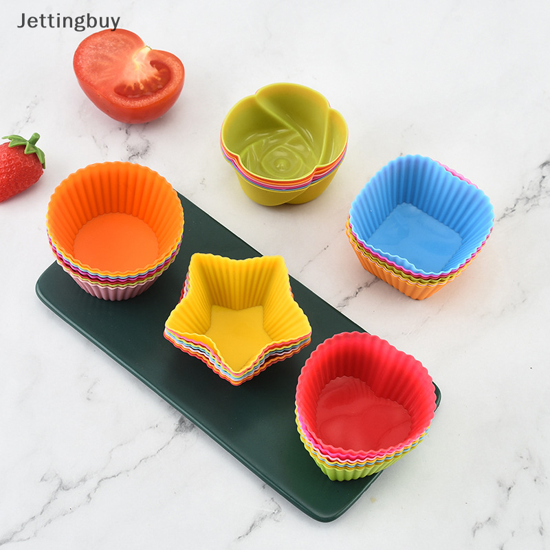 【Jettingbuy】 Flash Sale 7pcs Set Silicone Cake Mold Muffin Cupcake Baking Molds DIY Cake Decorating Tools
