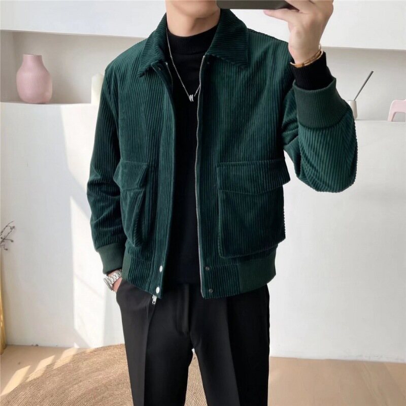 Hanlu Corduroy jacket men's Korean version trend autumn and winter spirit guy jacket fashion fashion handsome fried street men's top